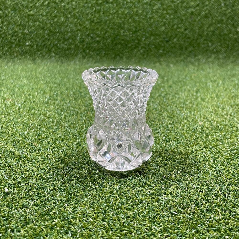 Vintage Small Cut Crystal Miniature Toothpick Holder Pineapple Shape Bud Vase - Picture 1 of 7